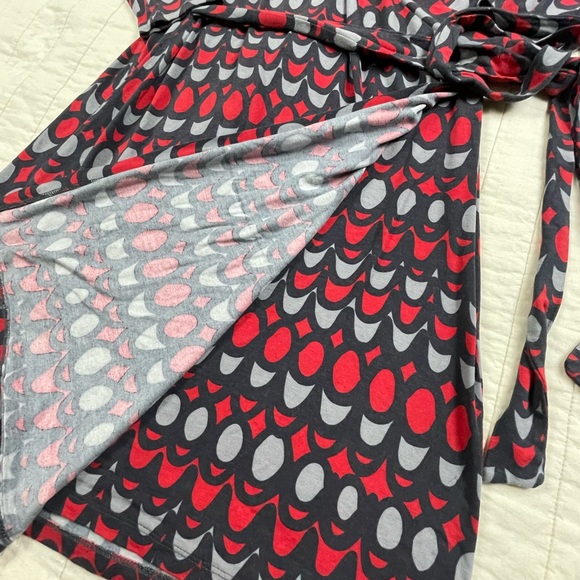 Boden Red Navy Long Sleeve Wrap Dress Size 14R - Picture 4 of 11